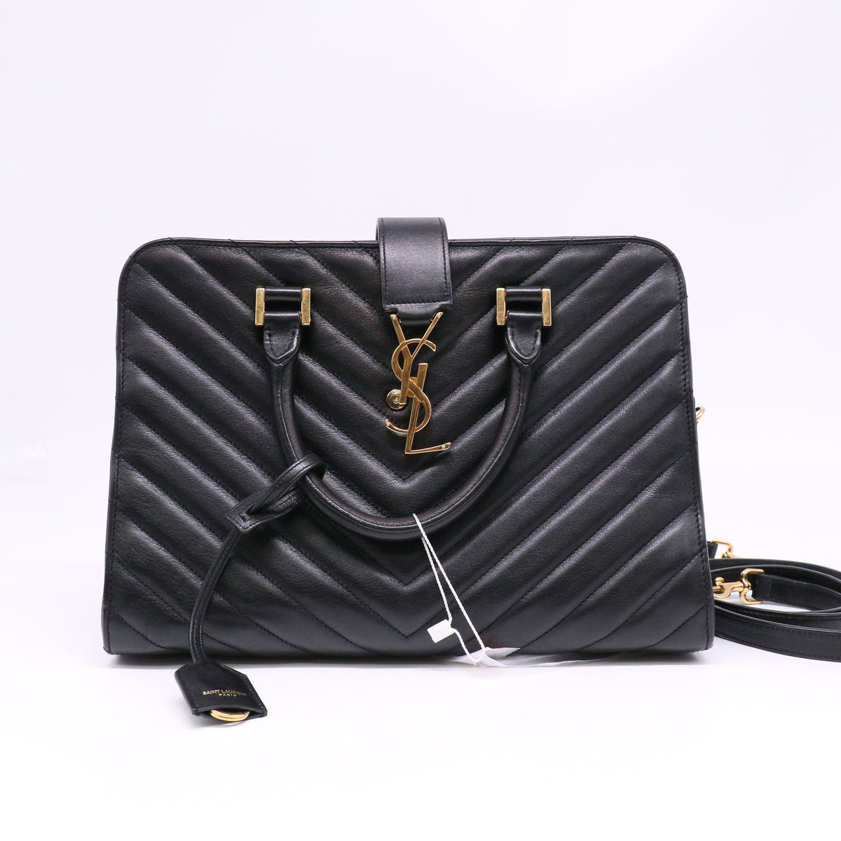 Saint Laurent Chevron Black Matelesse Cabas Bag Twins LDJ6710