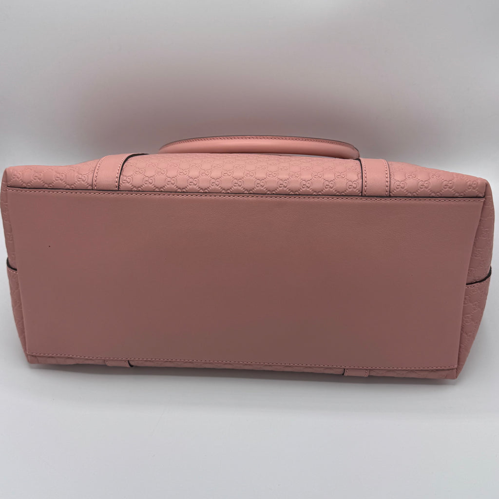 Gucci-Britt Convertible Dome Satchel Microguccissima Medium Pink