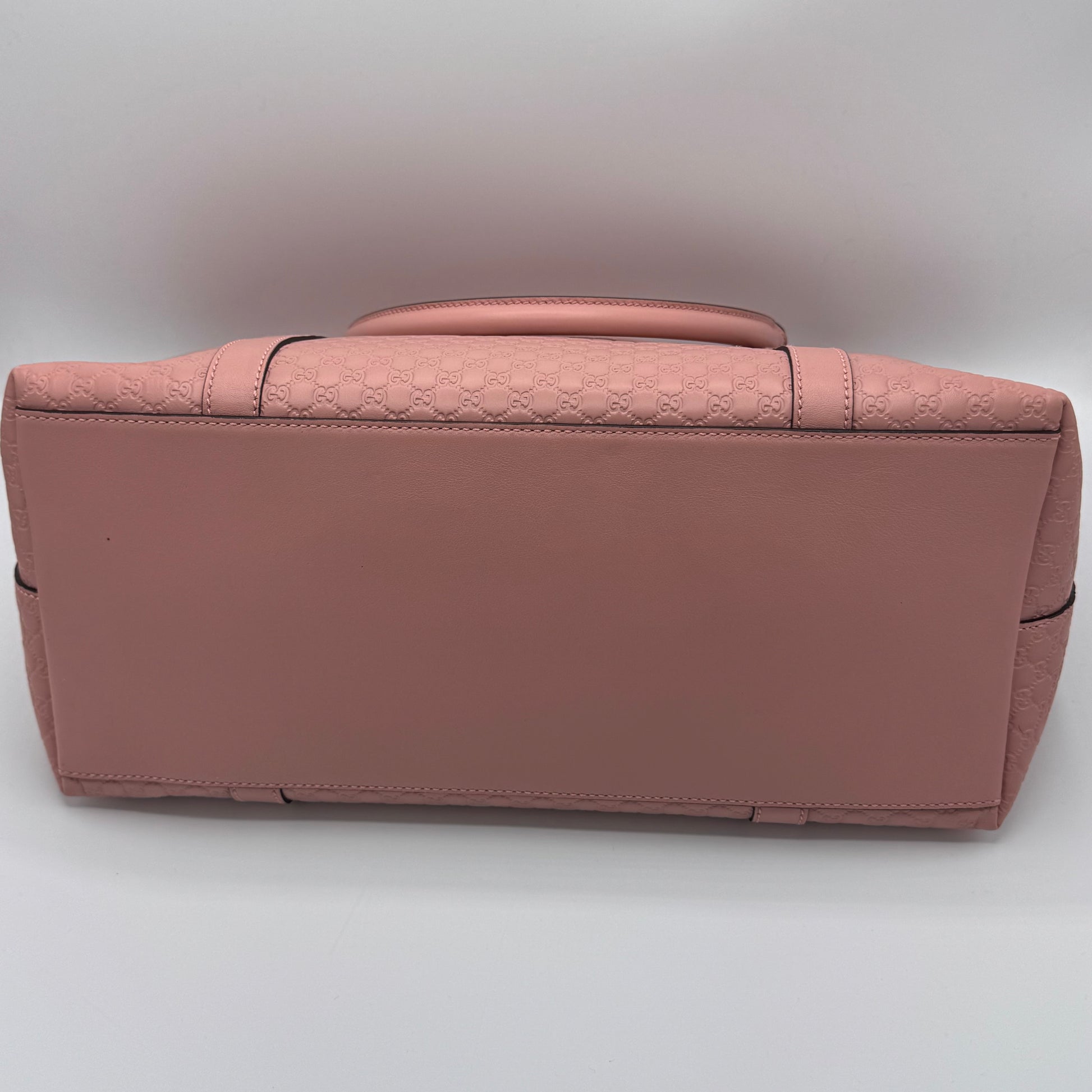 Gucci-Britt Convertible Dome Satchel Microguccissima Medium Pink