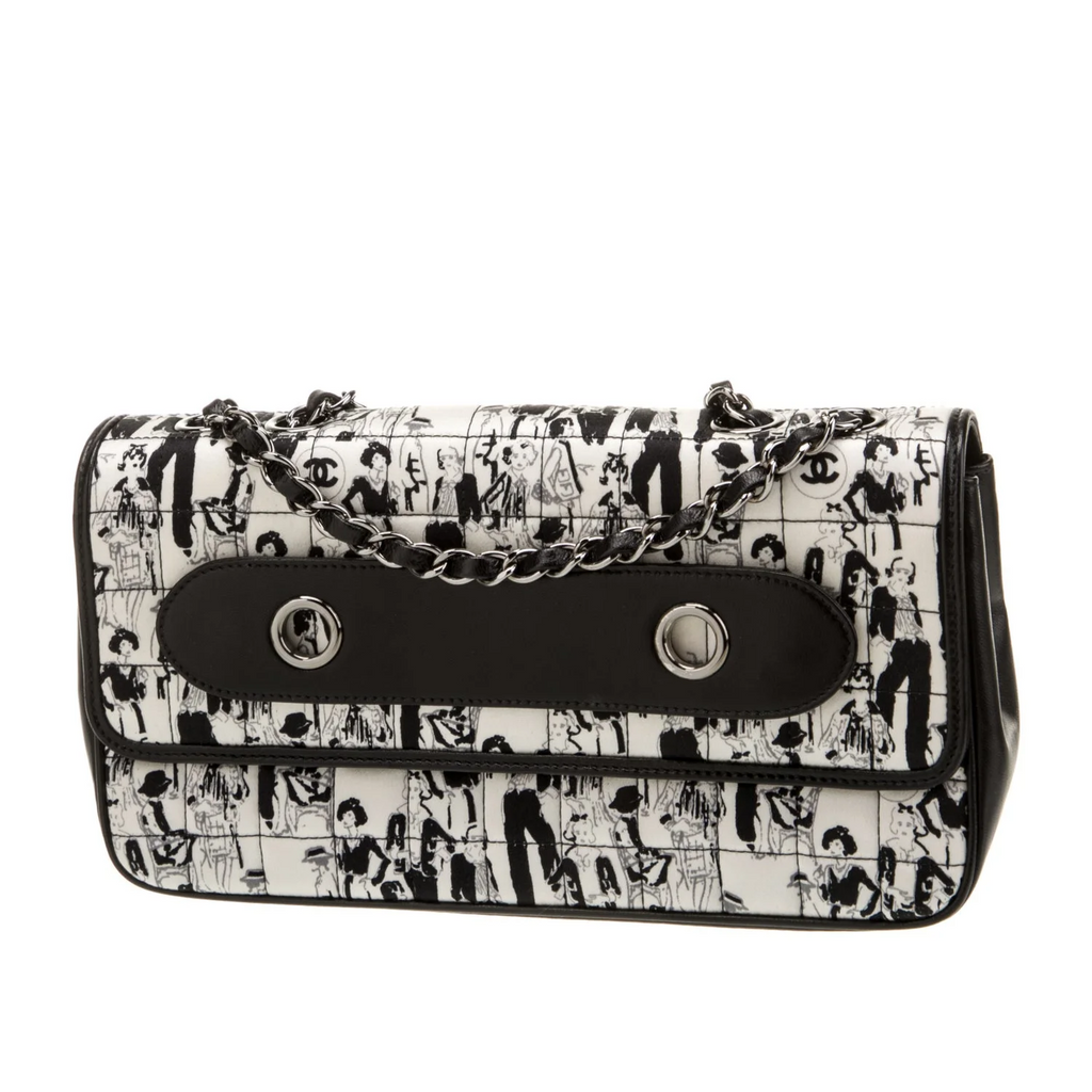 Limited Edition Scarf Flap Bag Printed Silk and Leather Medium Twins