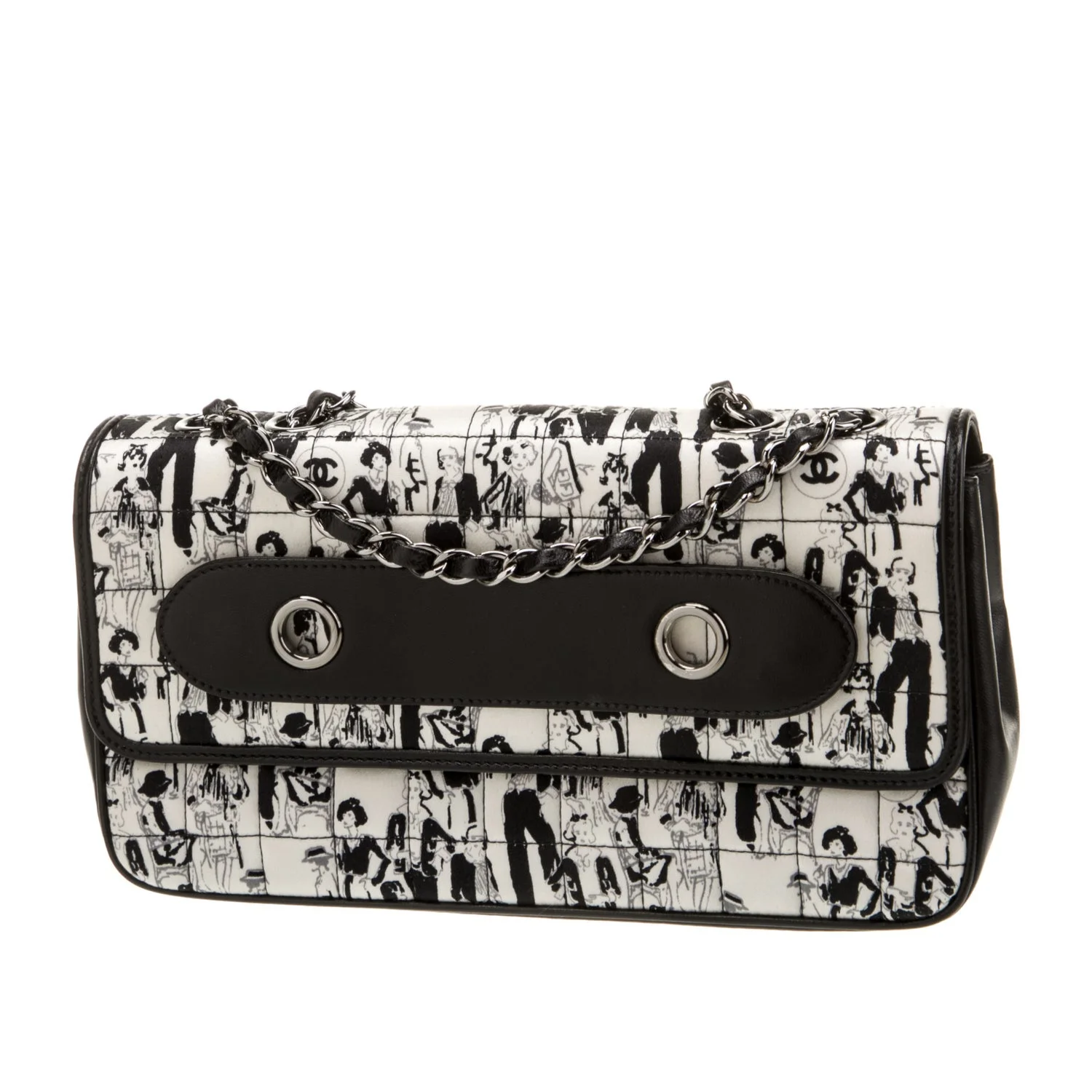 Limited Edition Scarf Flap Bag Printed Silk and Leather Medium Twins