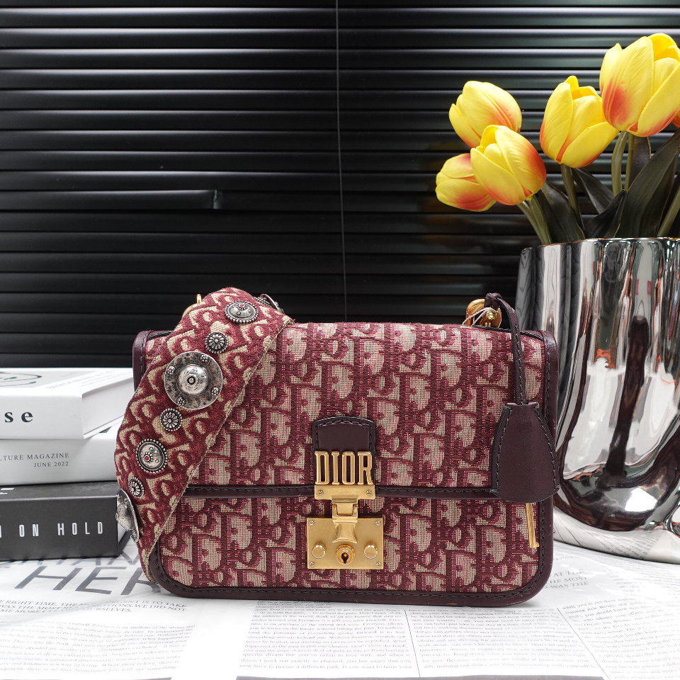 Oblique DiorAddict Flap Bag Burgundy