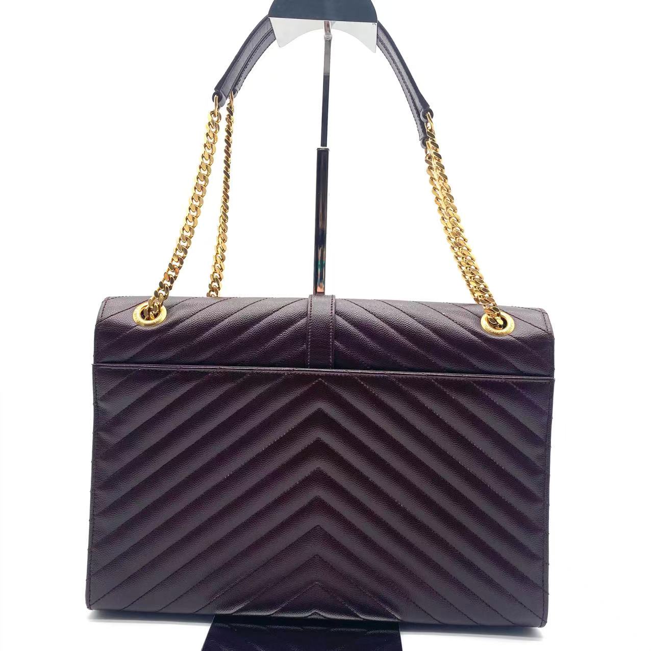 Grain De Poudre Matelasse Chevron Large Monogram Satchel Amaranto