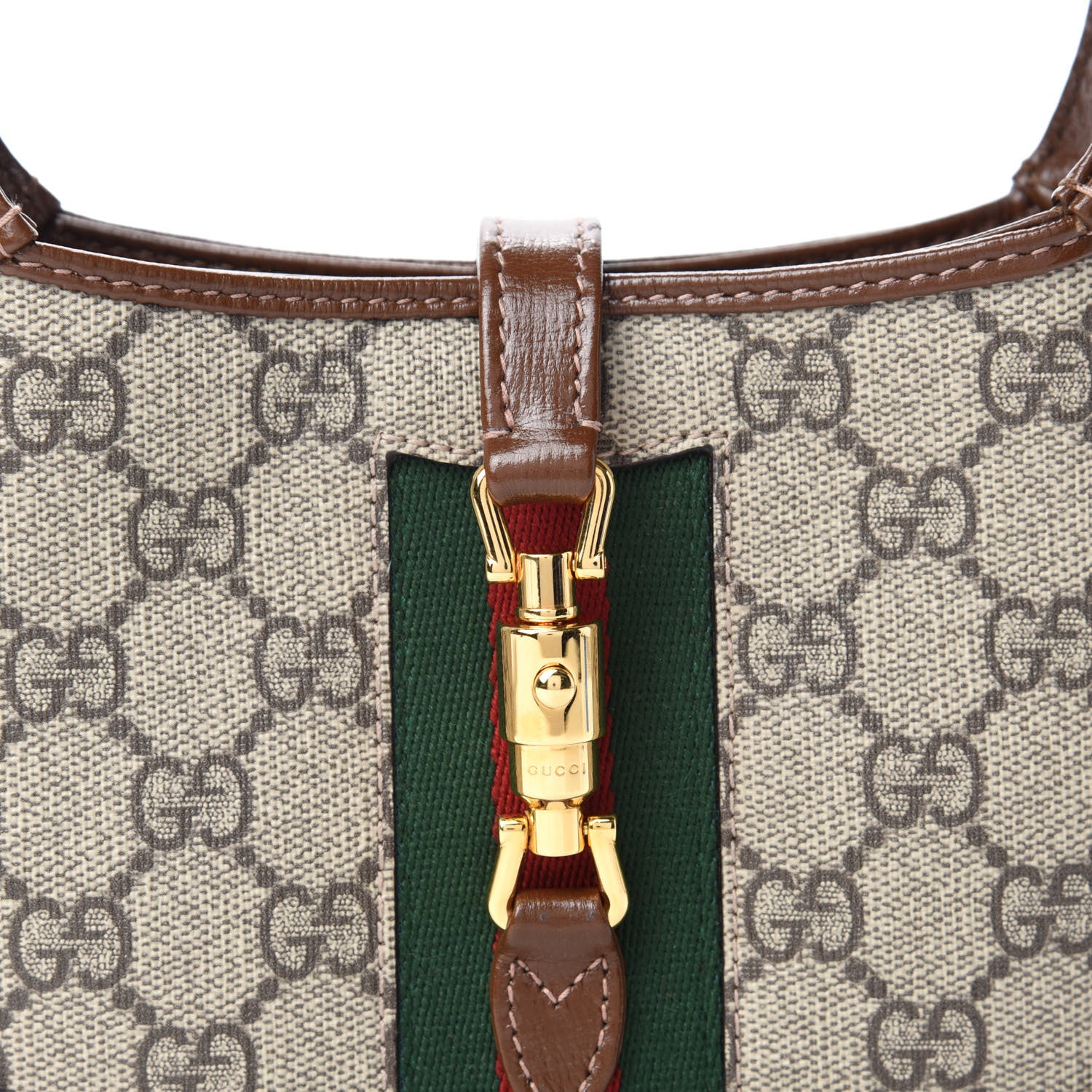 GG Supreme Monogram Azalea Calfskin Web Mini Jackie 1961 Hobo Beige Ebony Brown Sugar twins