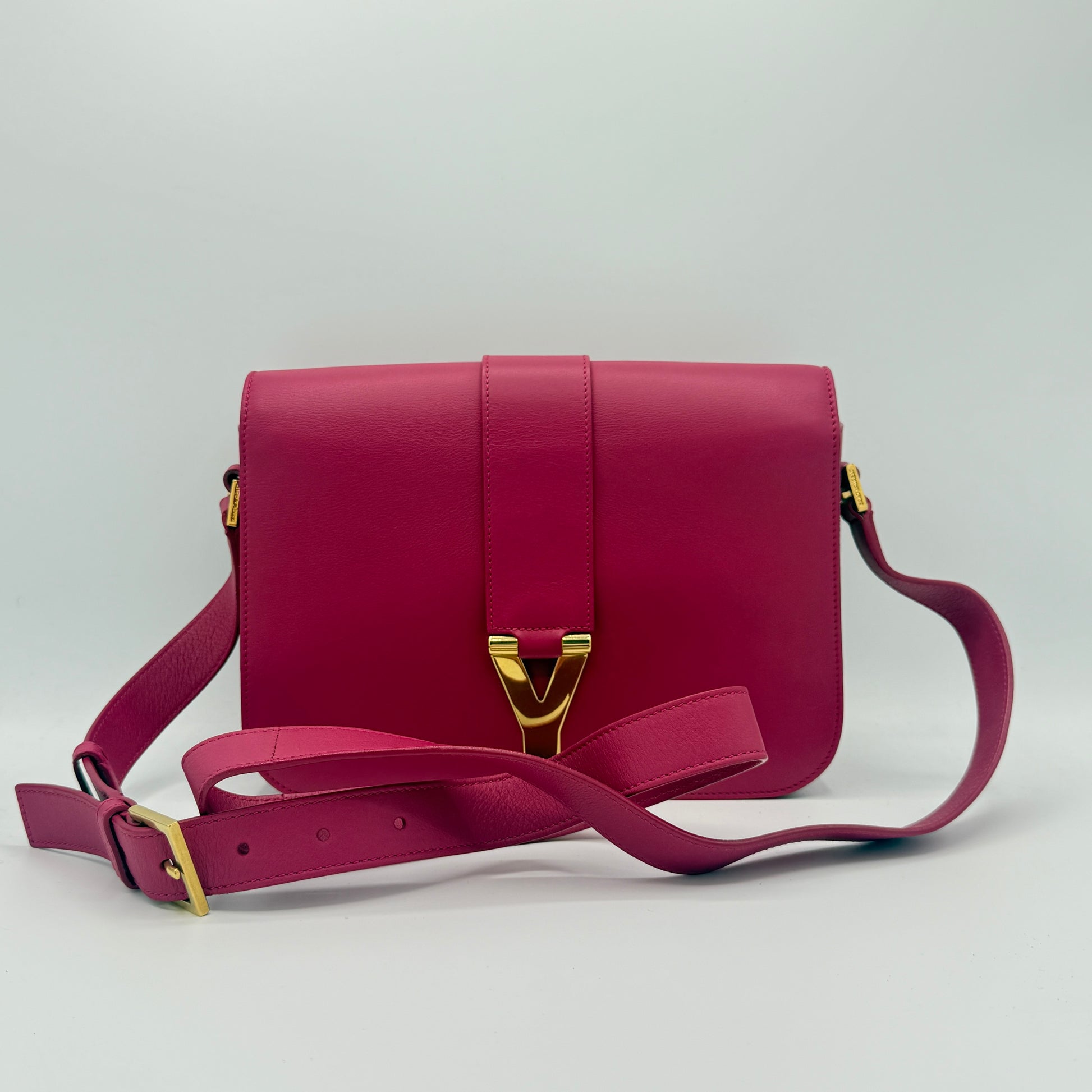 Calfskin Classic Y Satchel Fuchsia