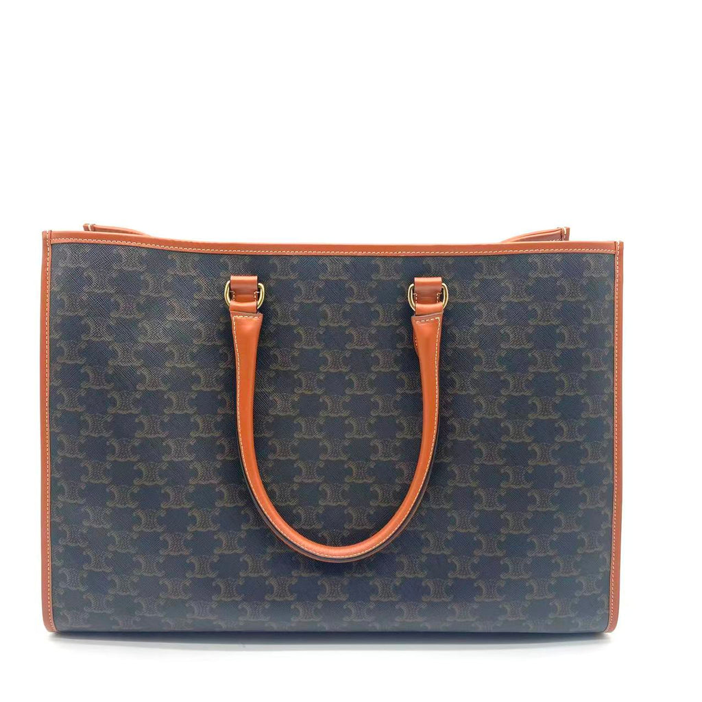 Triomphe Canvas Calfskin Horizontal Cabas Tan