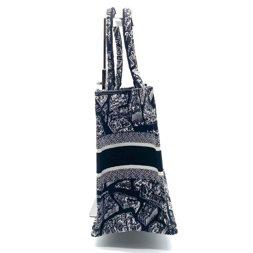Medium Dior Book Tote Black and White Plan de Paris