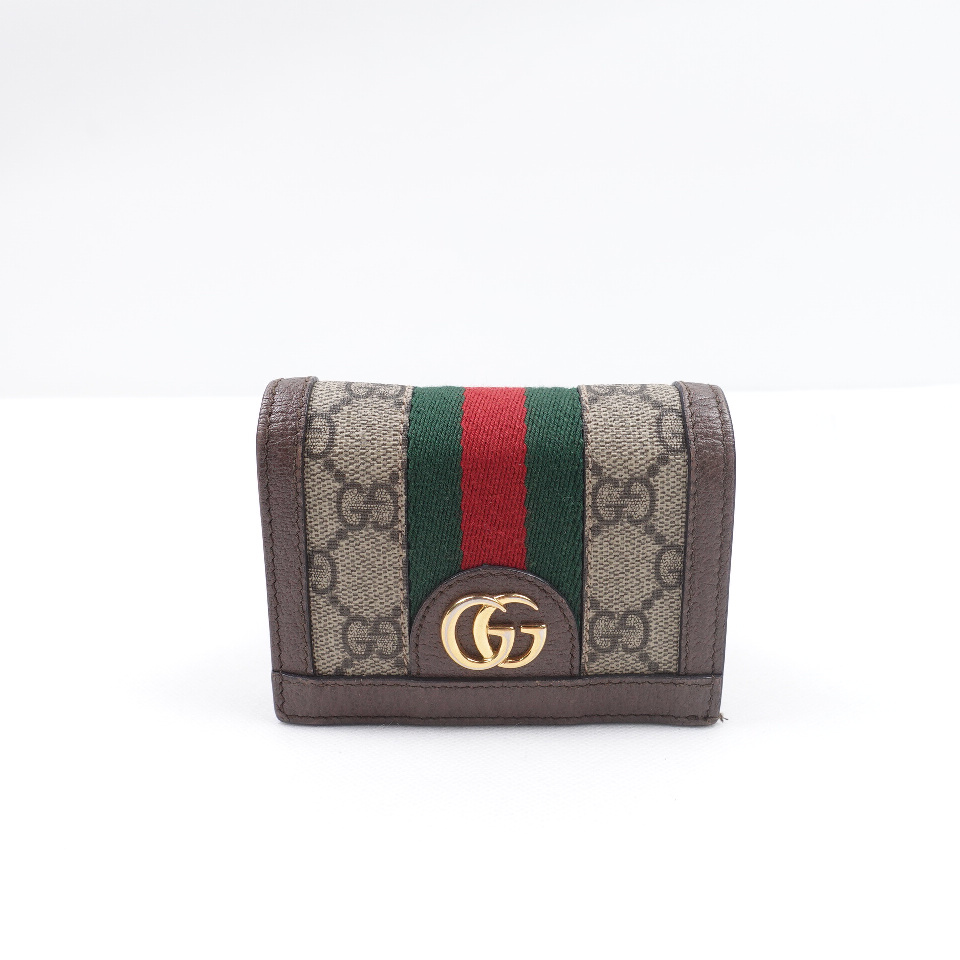 GG Supreme Monogram Web Ophidia Card Case Beige New Acero