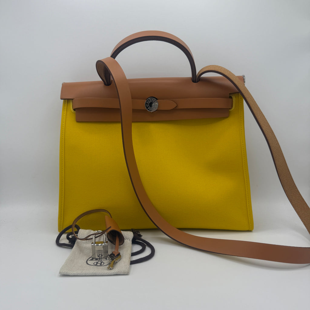 Hermes Herbag Zip Leather and Toile 31