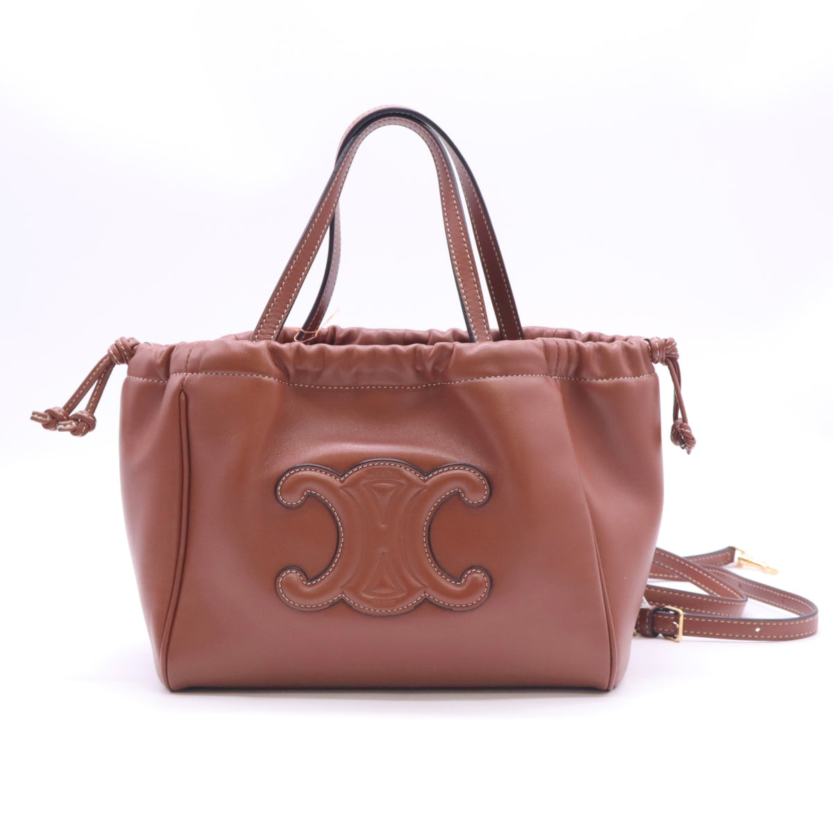 Smooth Calfskin Cuir Small Triomphe Cabas Drawstring  twins LDJ6116