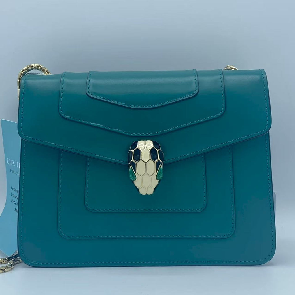 Bvlgari  Calfskin Serpenti Forever Shoulder Bag Tropical Turquoise