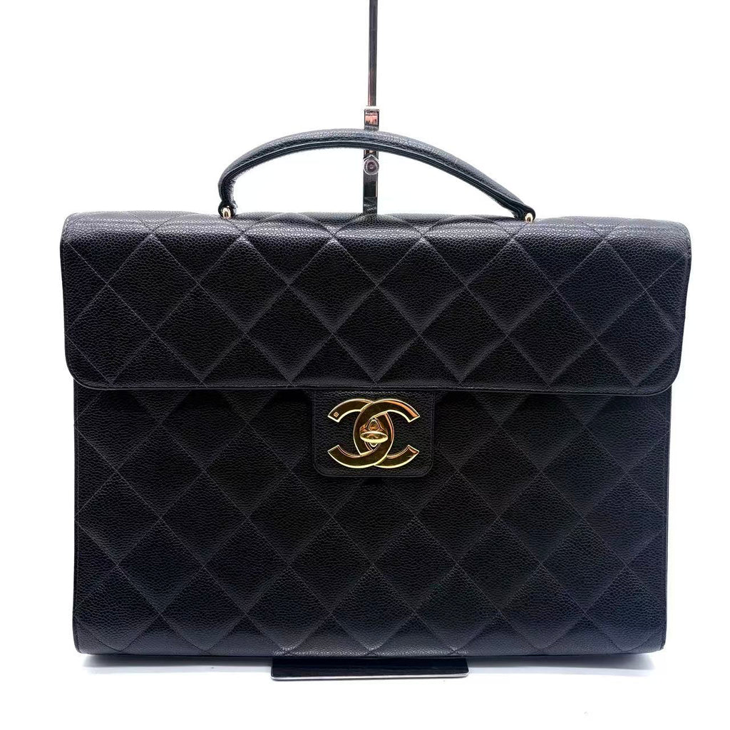 Vintage Business Bag Leather Matelasse Black Briefcase CC Bag