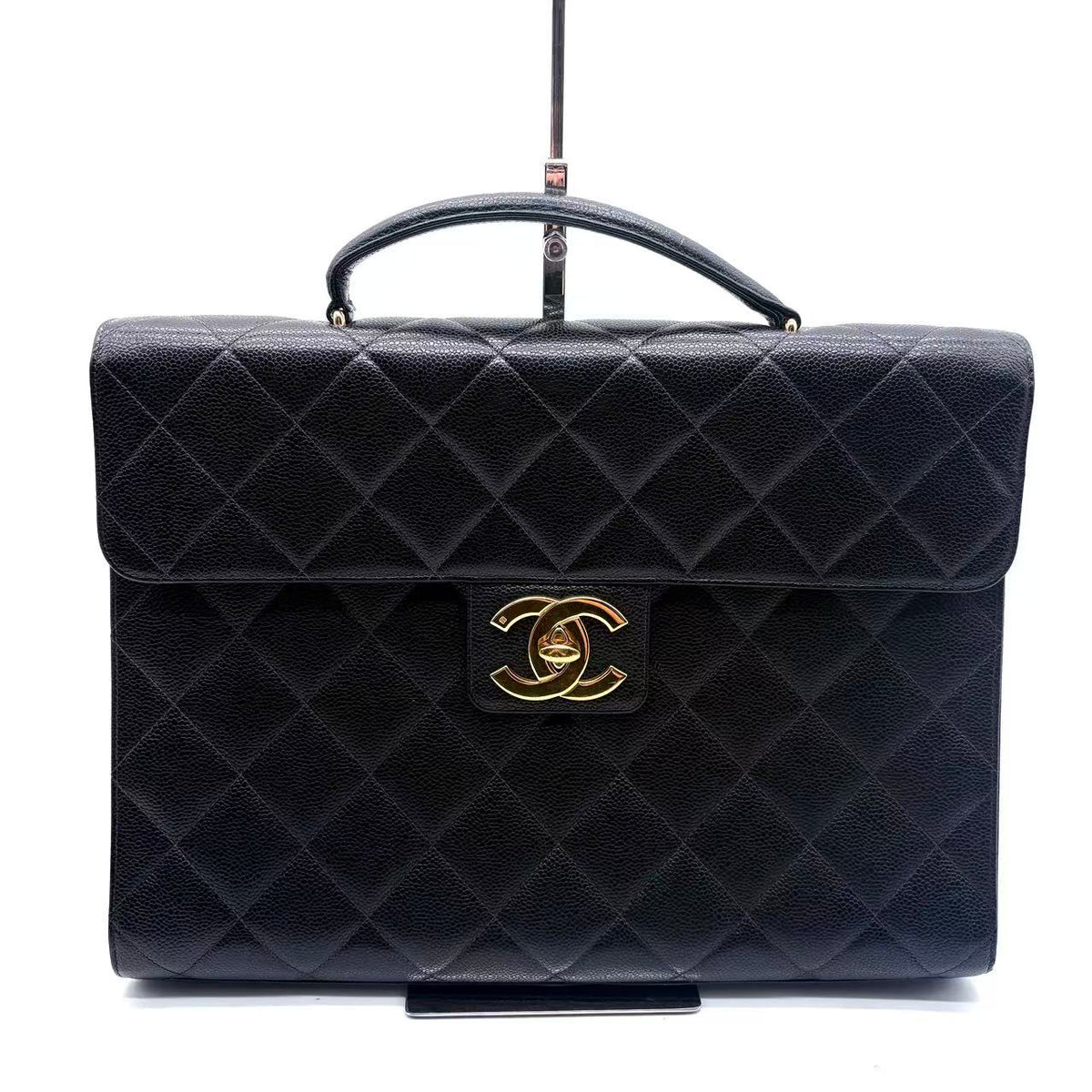 Vintage Business Bag Leather Matelasse Black Briefcase CC Bag