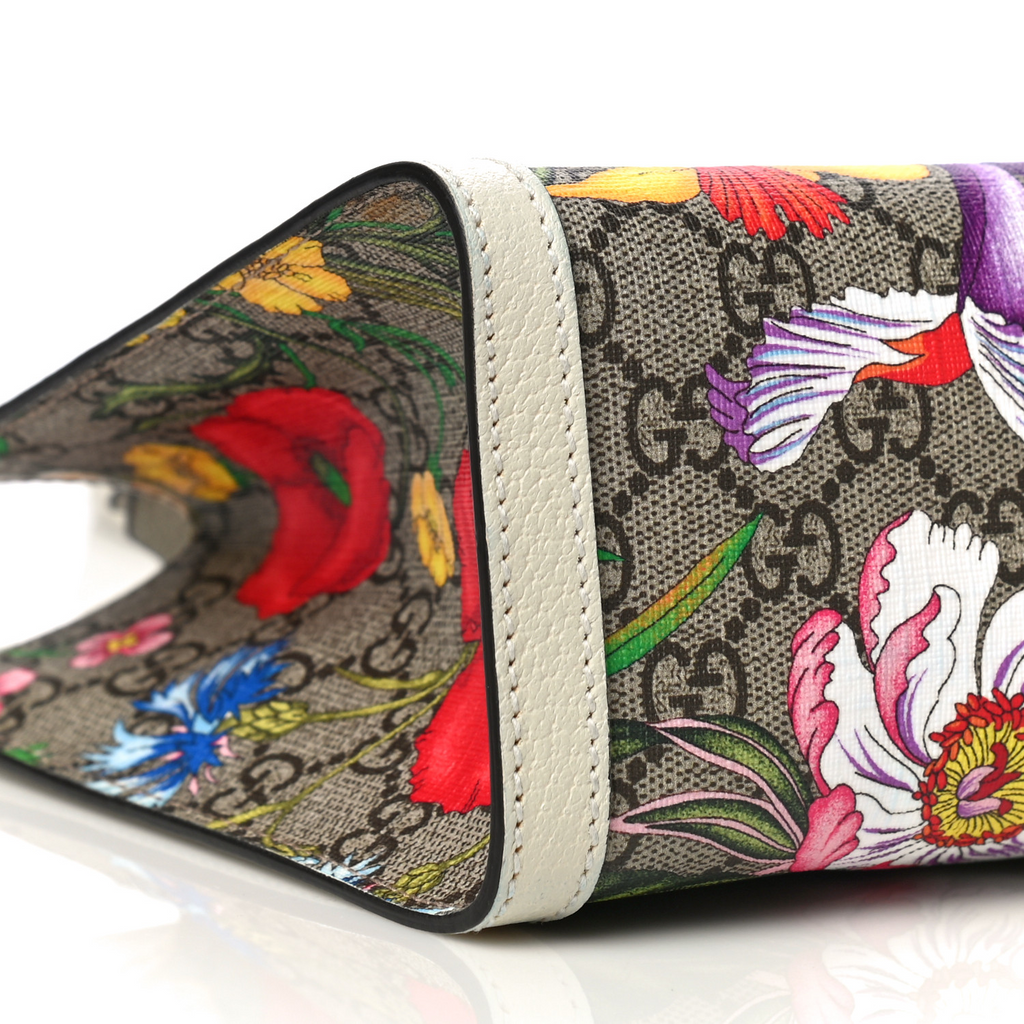 Padlock Chain Tote Flora GG Coated Canvas Small Twins