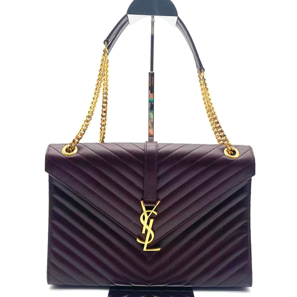 Grain De Poudre Matelasse Chevron Large Monogram Satchel Amaranto