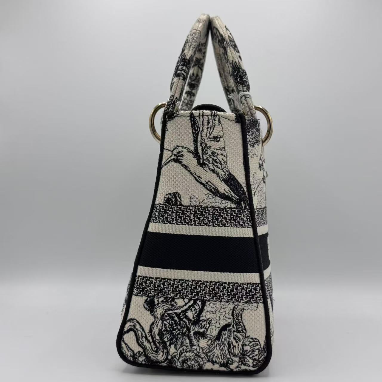 Christian Dior  Canvas Embroidered Zodiac Toile De Jouy Medium Lady D-Lite