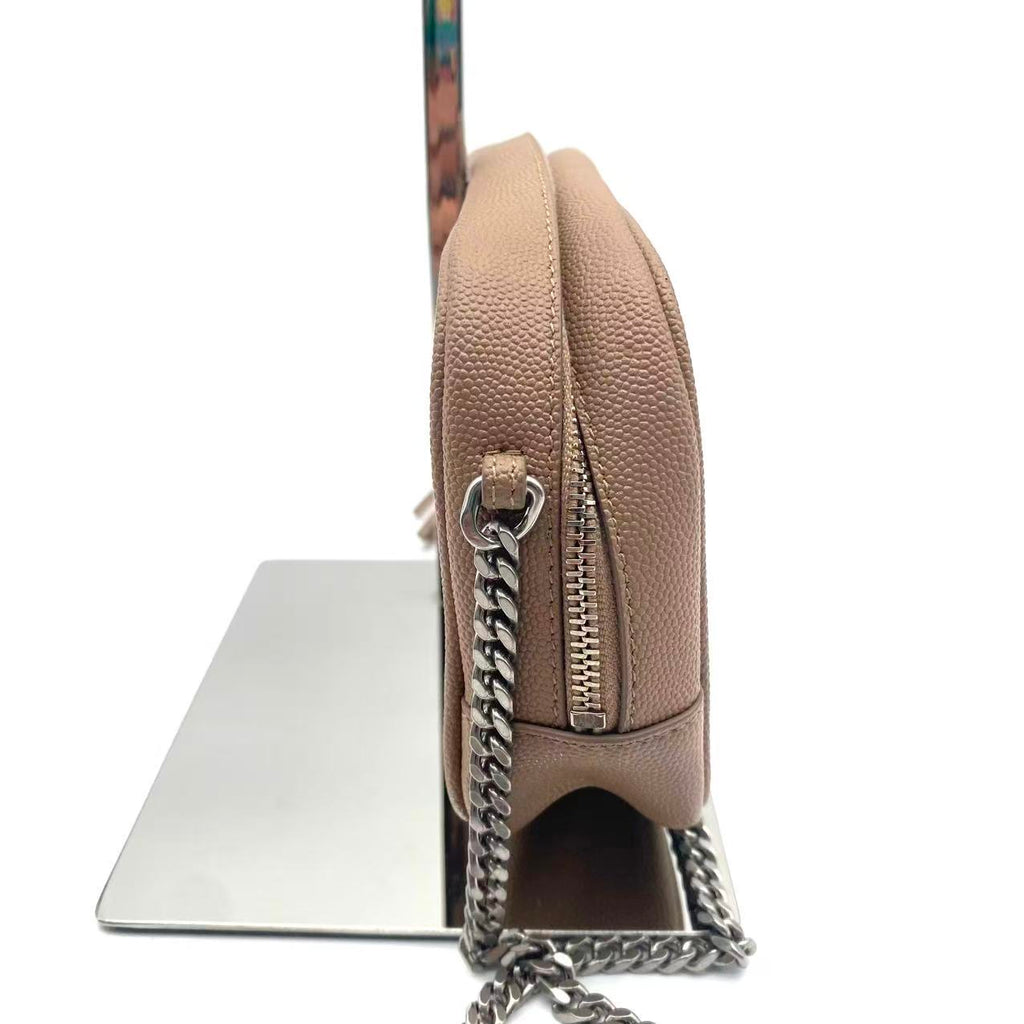 Grain De Poudre Matelasse Monogram Mini Lou Camera Bag Gold Sand
