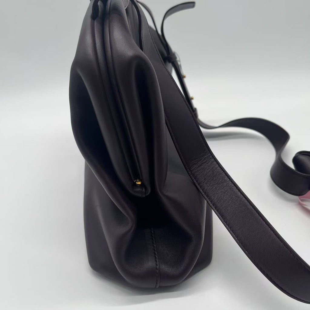 Calfskin Small The Point Triangle Bag Black twins