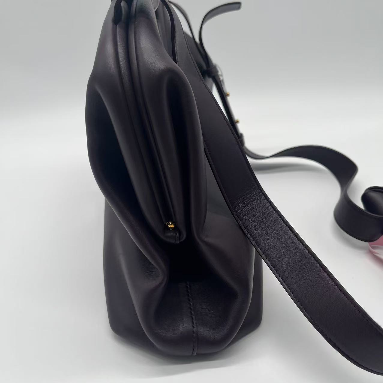 Calfskin Small The Point Triangle Bag Black twins