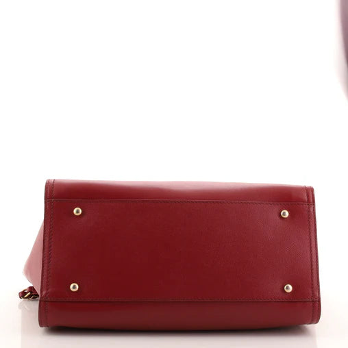 Caviar Small Studded Deauville Tote Red - twins