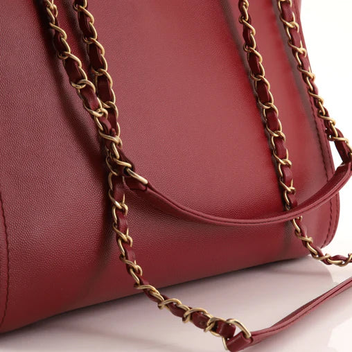 Caviar Small Studded Deauville Tote Red - twins