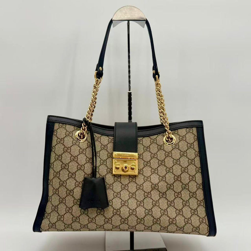 Padlock Chain Tote GG Coated Canvas with Leather Medium
