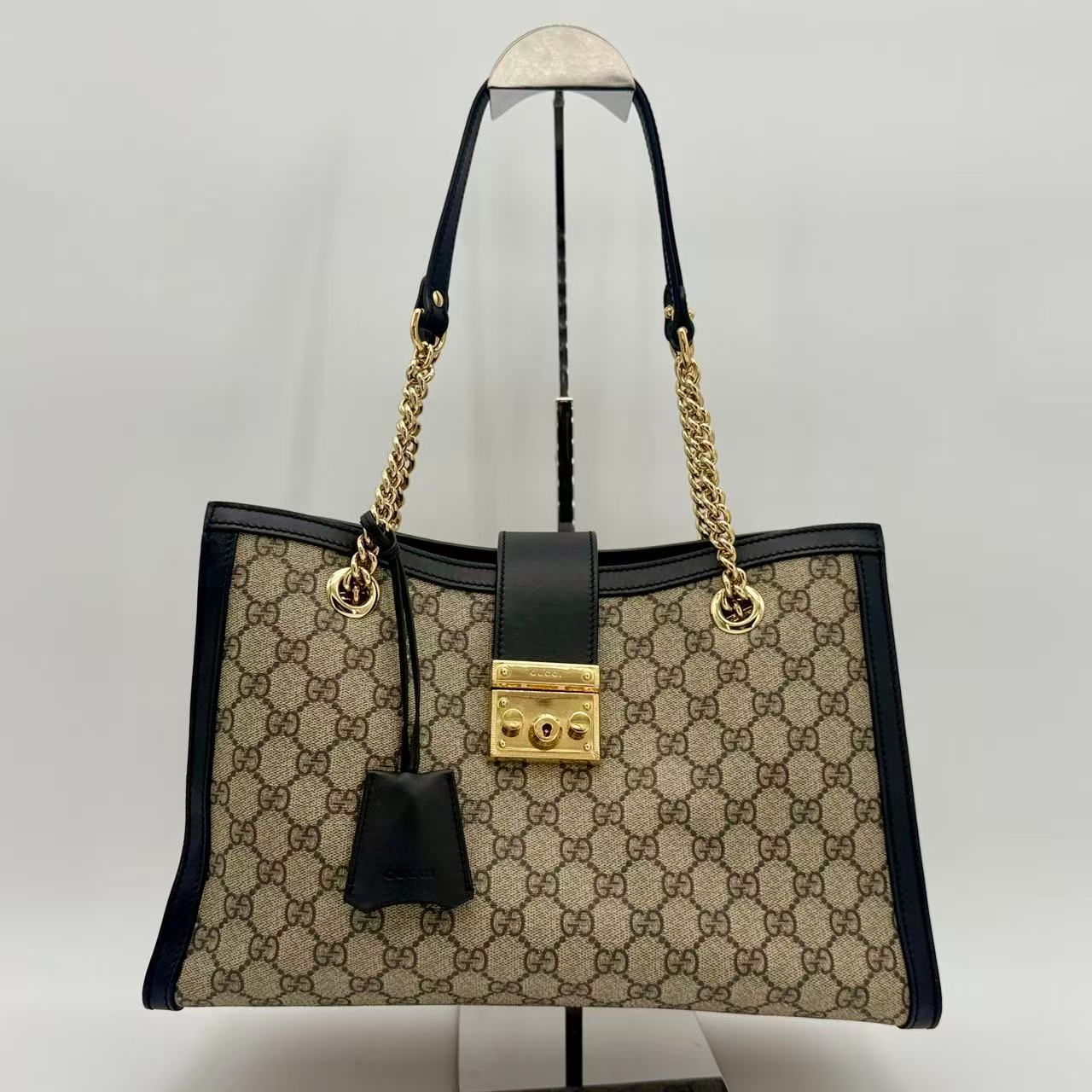 Padlock Chain Tote GG Coated Canvas with Leather Medium