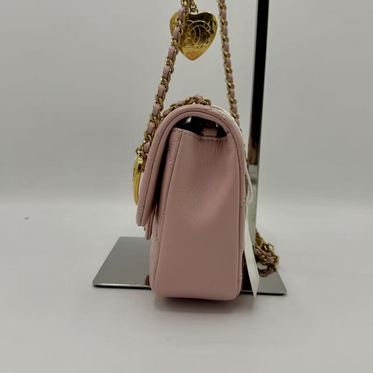 Sweet Heart Chain Flap Bag Quilted Lambskin Mini