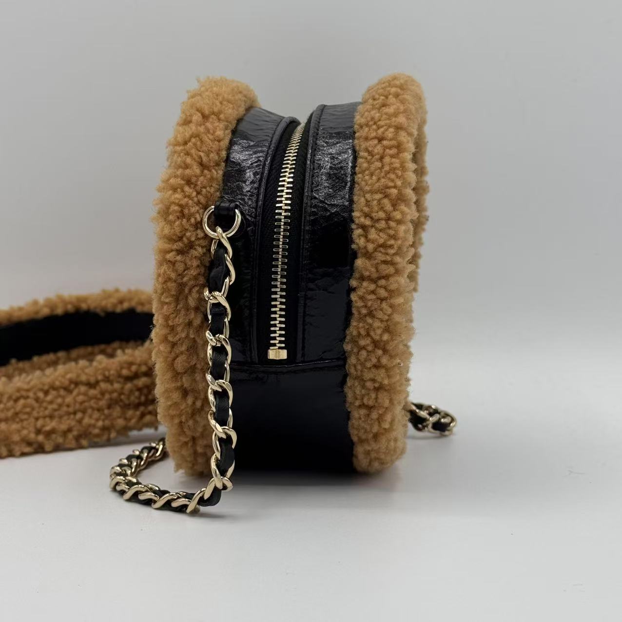 Chanel Crossbody Mini Round CC Shearling Bag