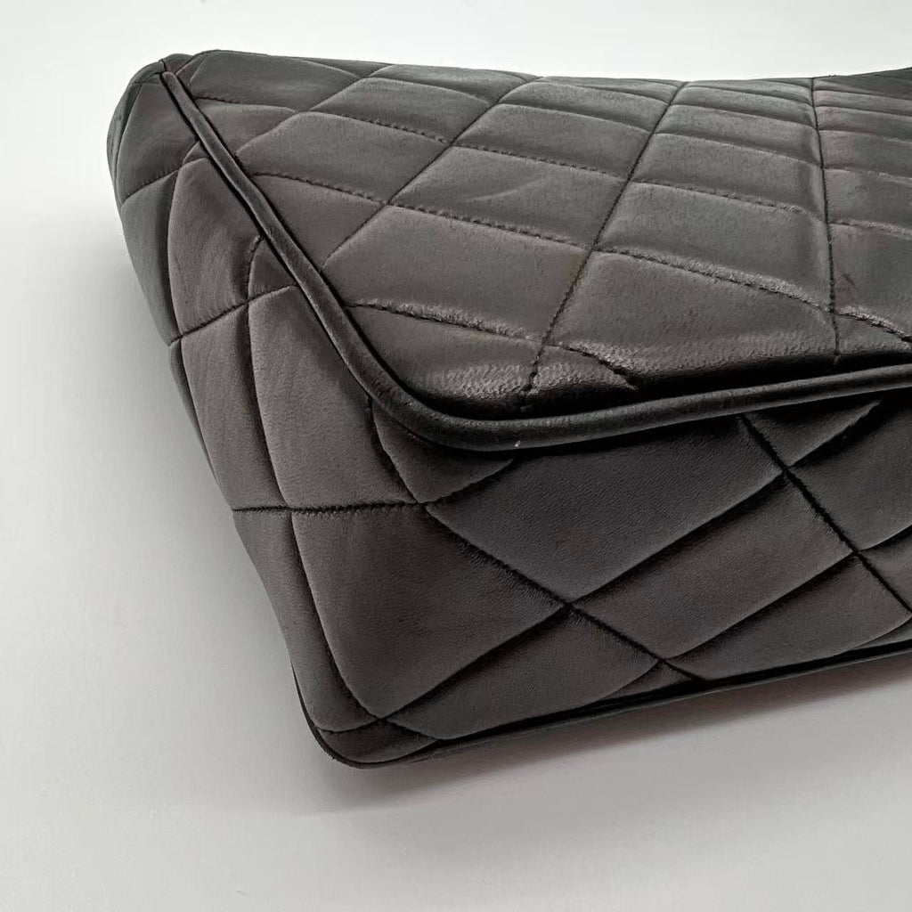 Matelasse Shoulder Bag Lamb Skin Dark Brown