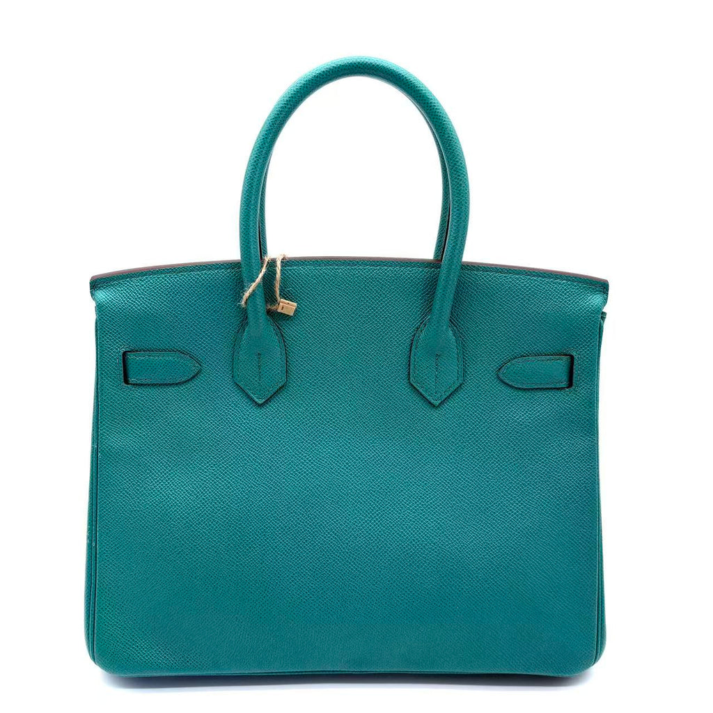 Blue Paon Epsom Leather Palladium Plated Birkin 30 Bag