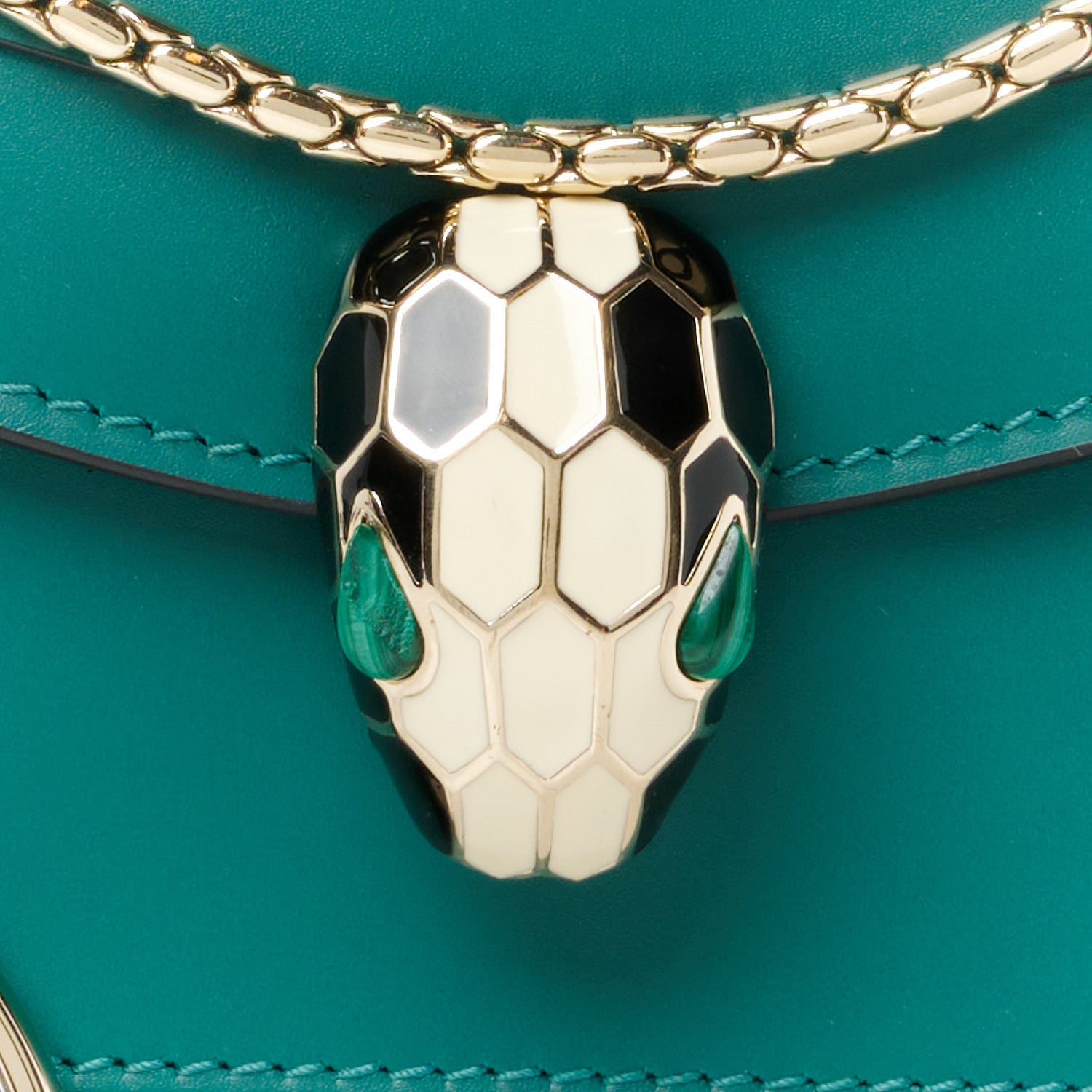Calfskin Small Serpenti Forever Snake Strap Crossbody Bag Emerald Green - twins