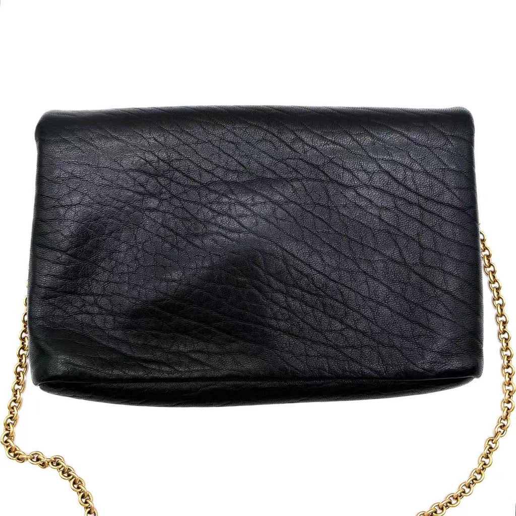 LDM-1499 Grained Lambskin Small Cassandre Chain Pouch Black