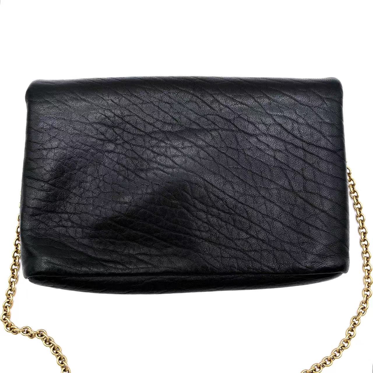 LDM-1499 Grained Lambskin Small Cassandre Chain Pouch Black