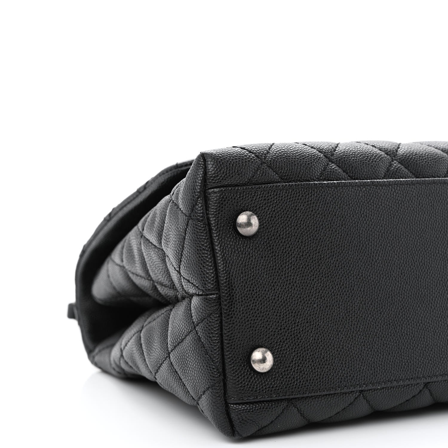 Caviar Lizard Quilted Medium Coco Handle Flap Black Burgundy Twins
