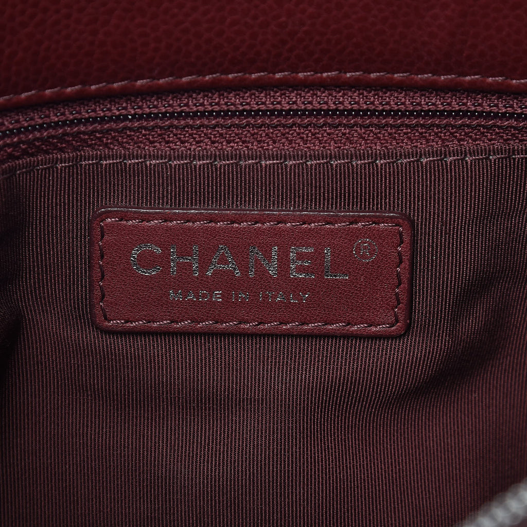 Caviar Quilted City Shopping Tote Dark Red Twins