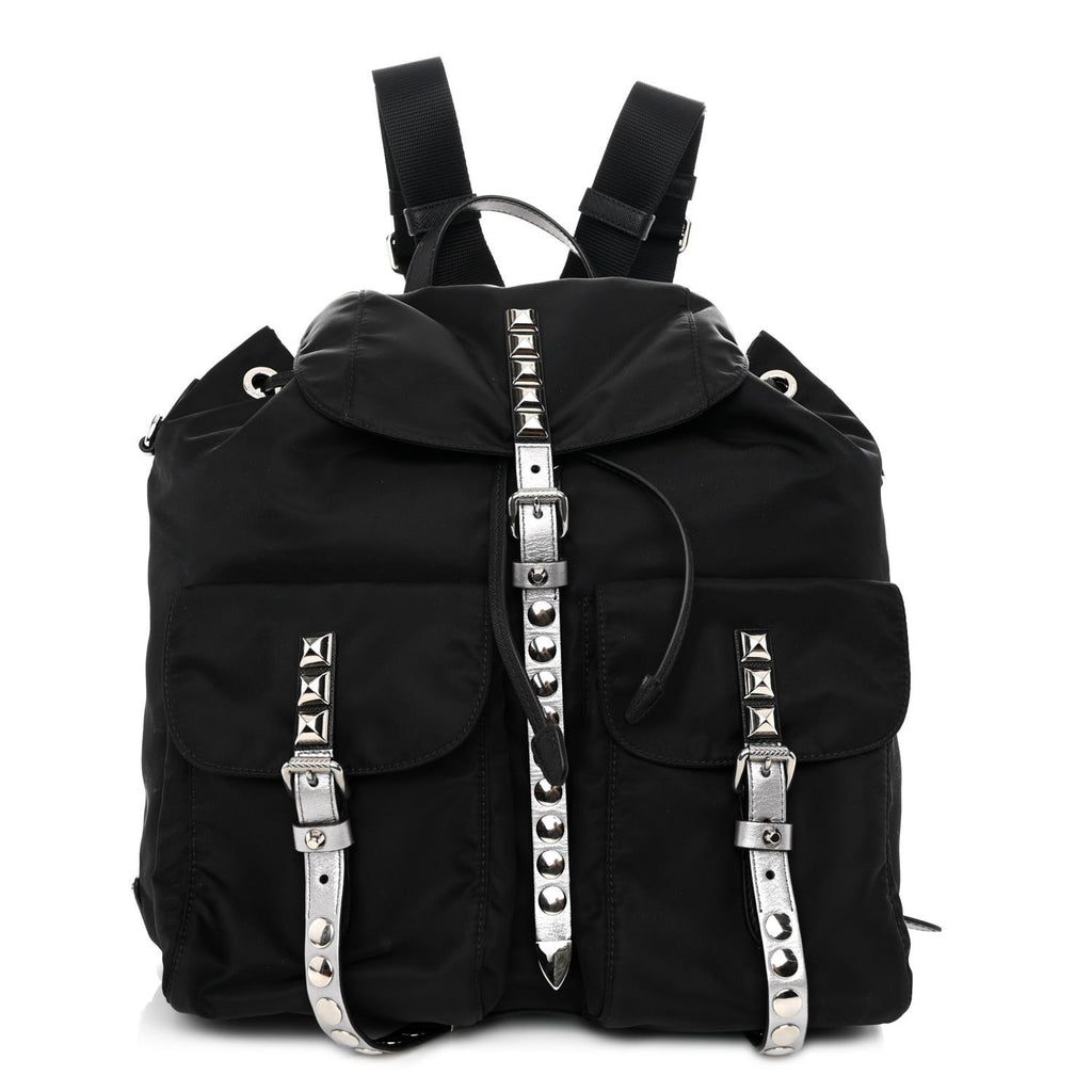 Nylon New Vela Studded Backpack Black Cromo twins