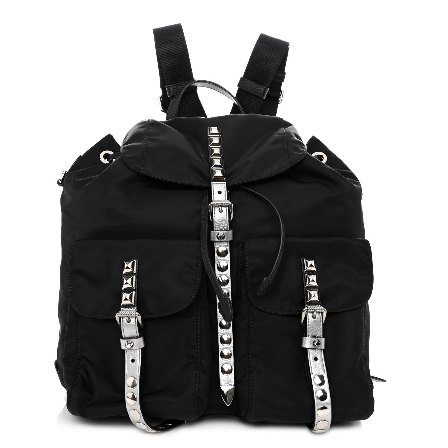 Nylon New Vela Studded Backpack Black Cromo twins