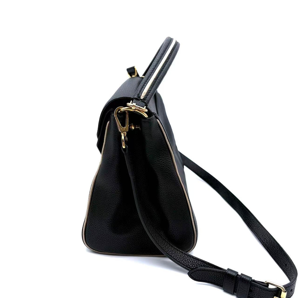 Monogram Leather Double V Crossbody Shoulder Bag