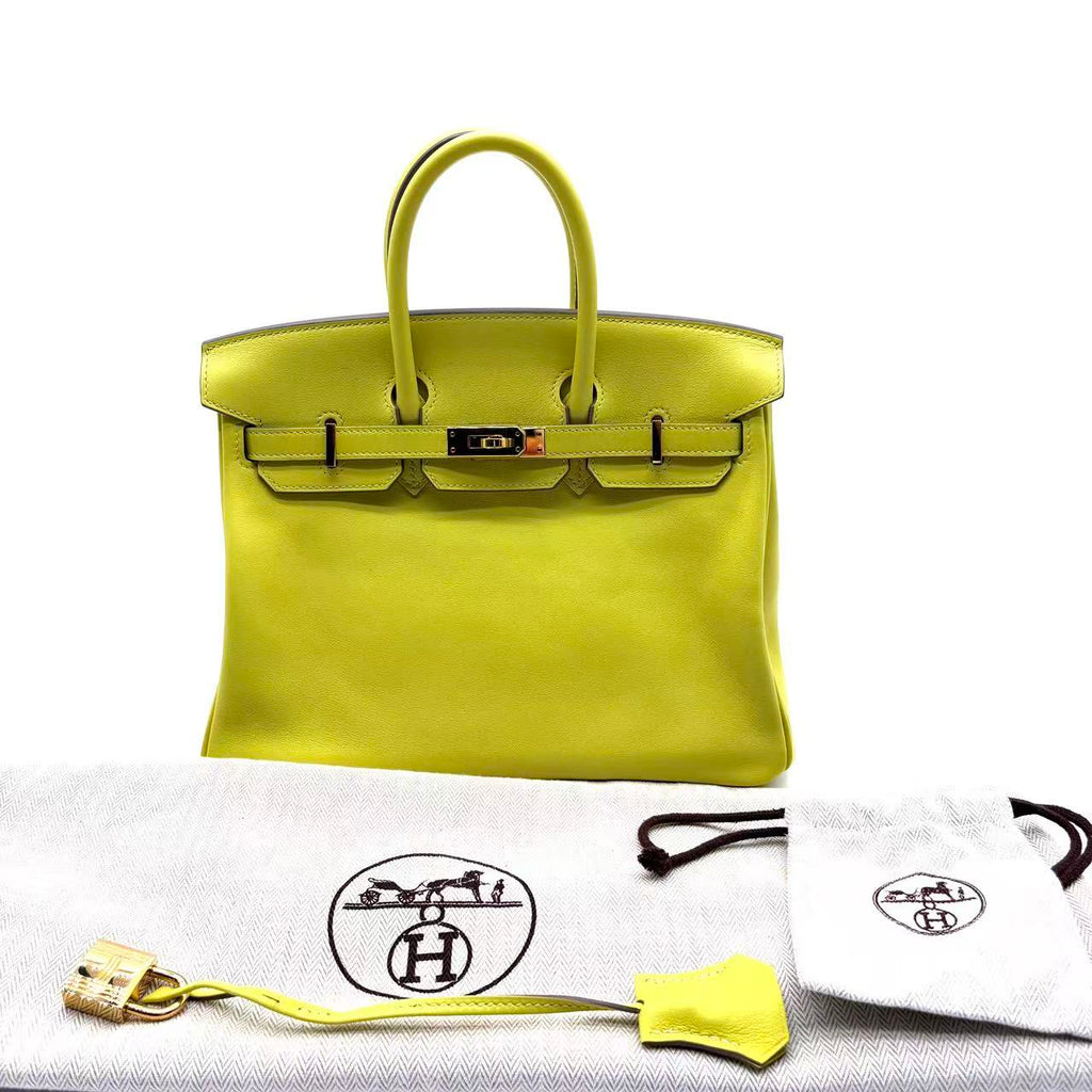 Birkin 25 Handbag Lime with Gold Hardware