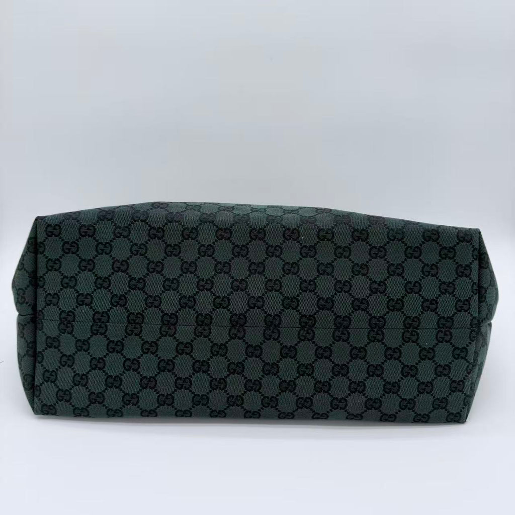 Green GG Canvas Tote Dark green