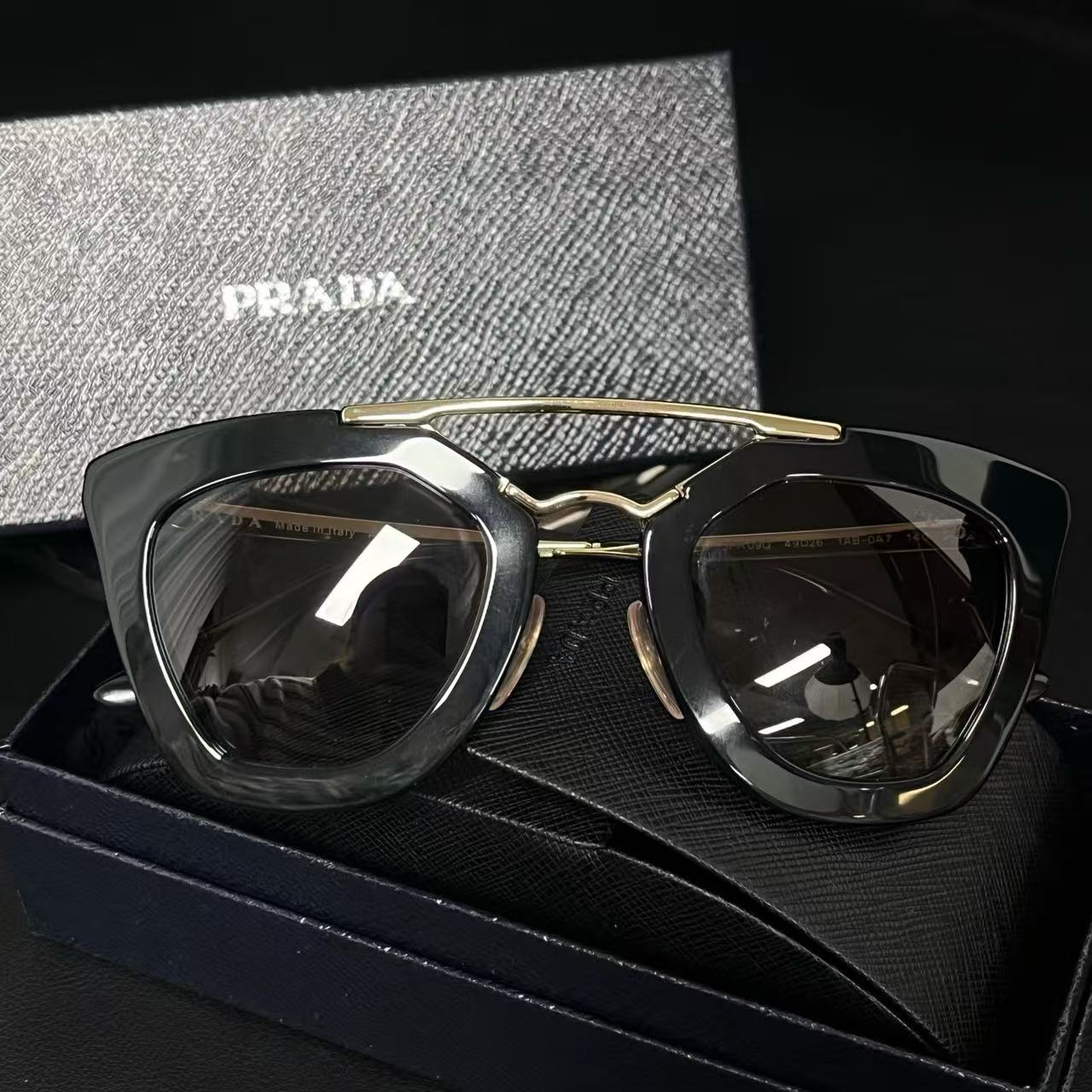 Prada Acetate Cinema Sunglasses SPR Black Twins LDJ3736