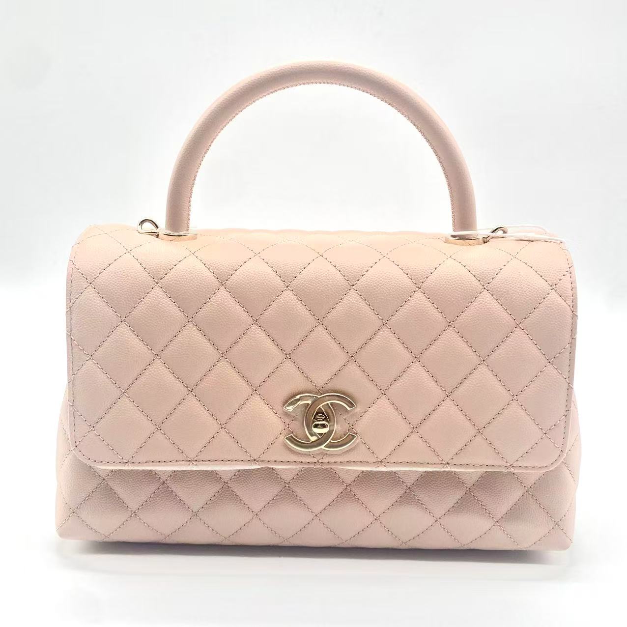 Coco Top Handle Bag Quilted Caviar Medium