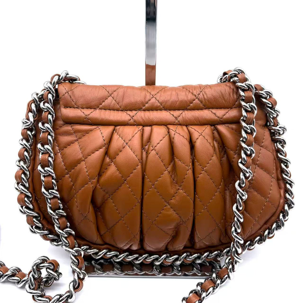 Chain Around Flap Bag Quilted Leather Small