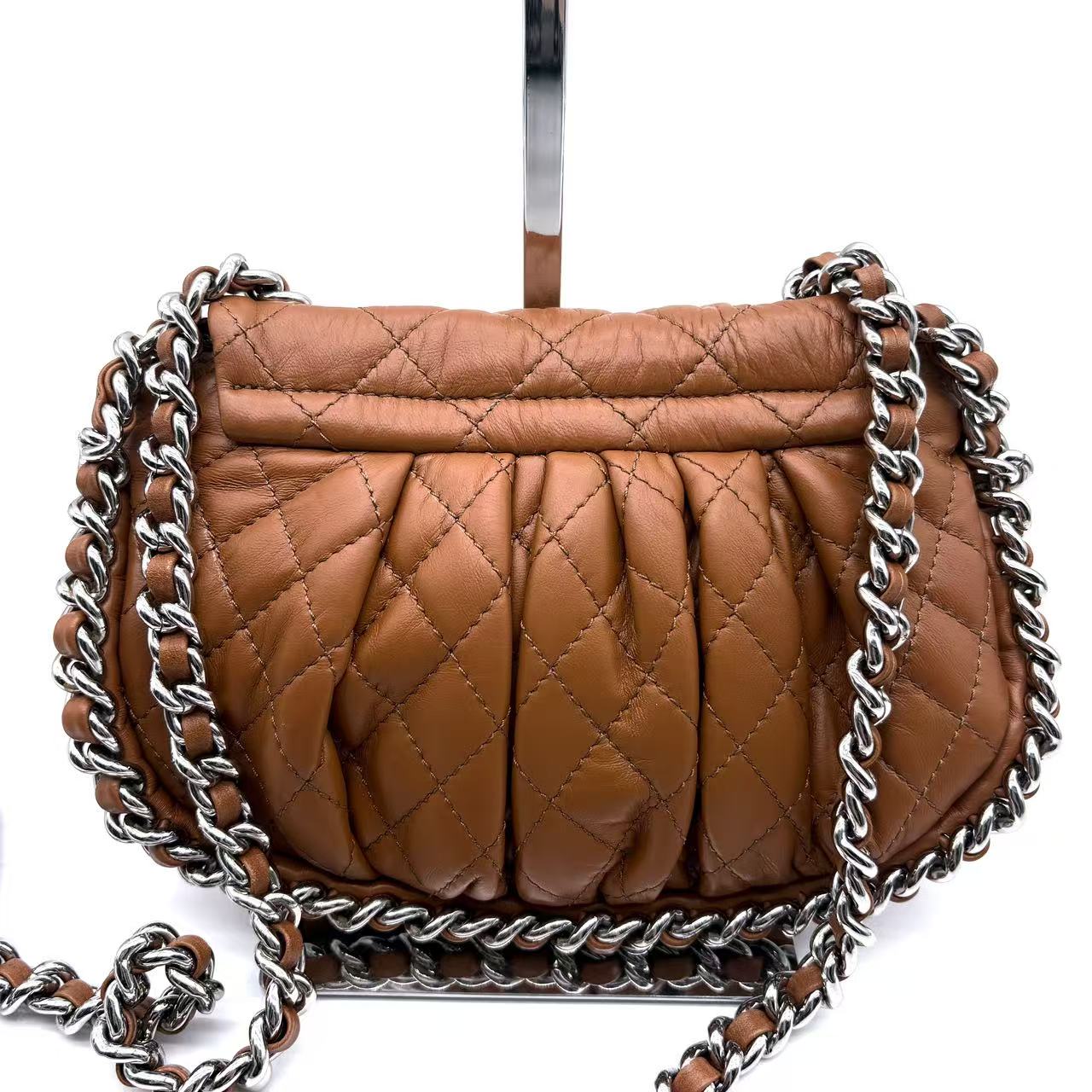 Chain Around Flap Bag Quilted Leather Small