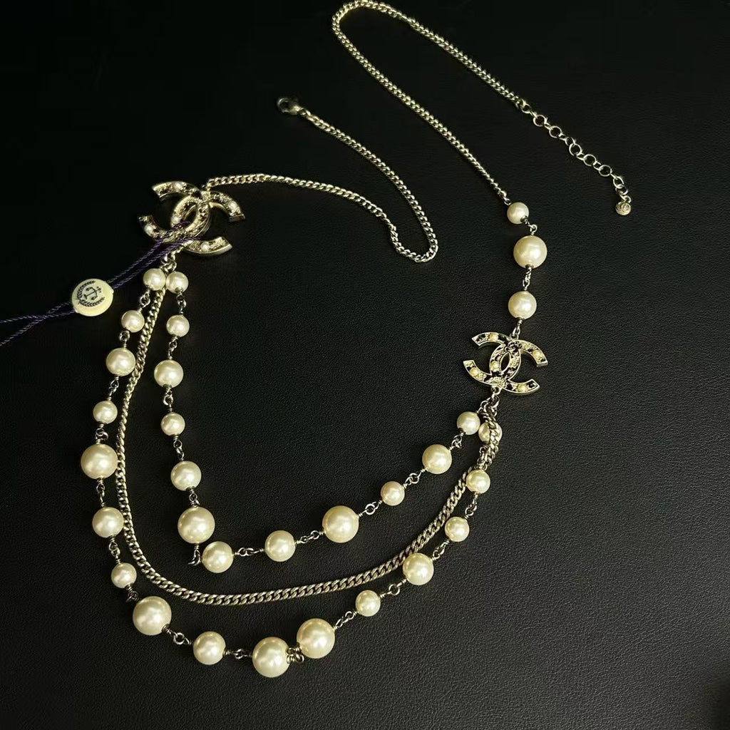 Chanel Pearl CC Long Necklace Gold LDZ0083