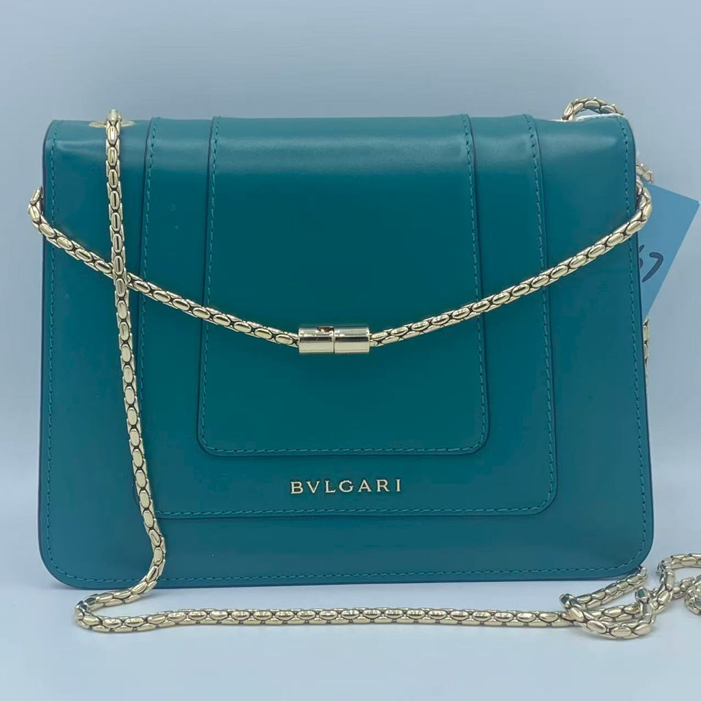 Bvlgari  Calfskin Serpenti Forever Shoulder Bag Tropical Turquoise