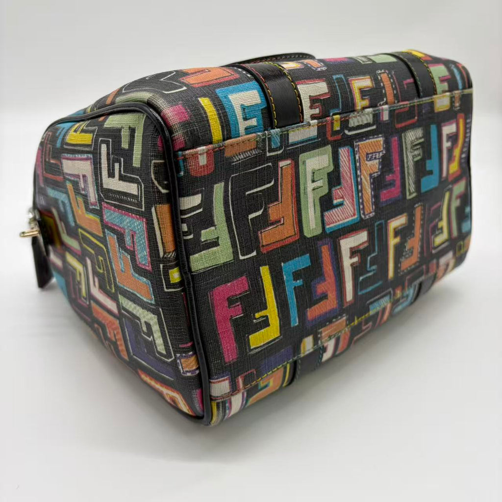 Fendi Multicolor Coated Canvas Forever Bauletto Boston Bag TWins
