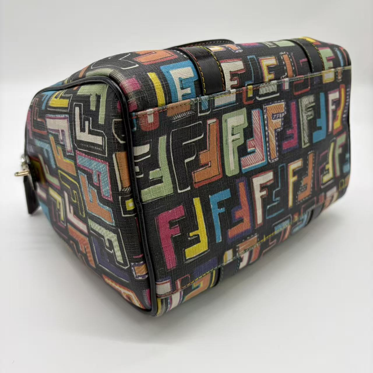 Fendi Multicolor Coated Canvas Forever Bauletto Boston Bag TWins