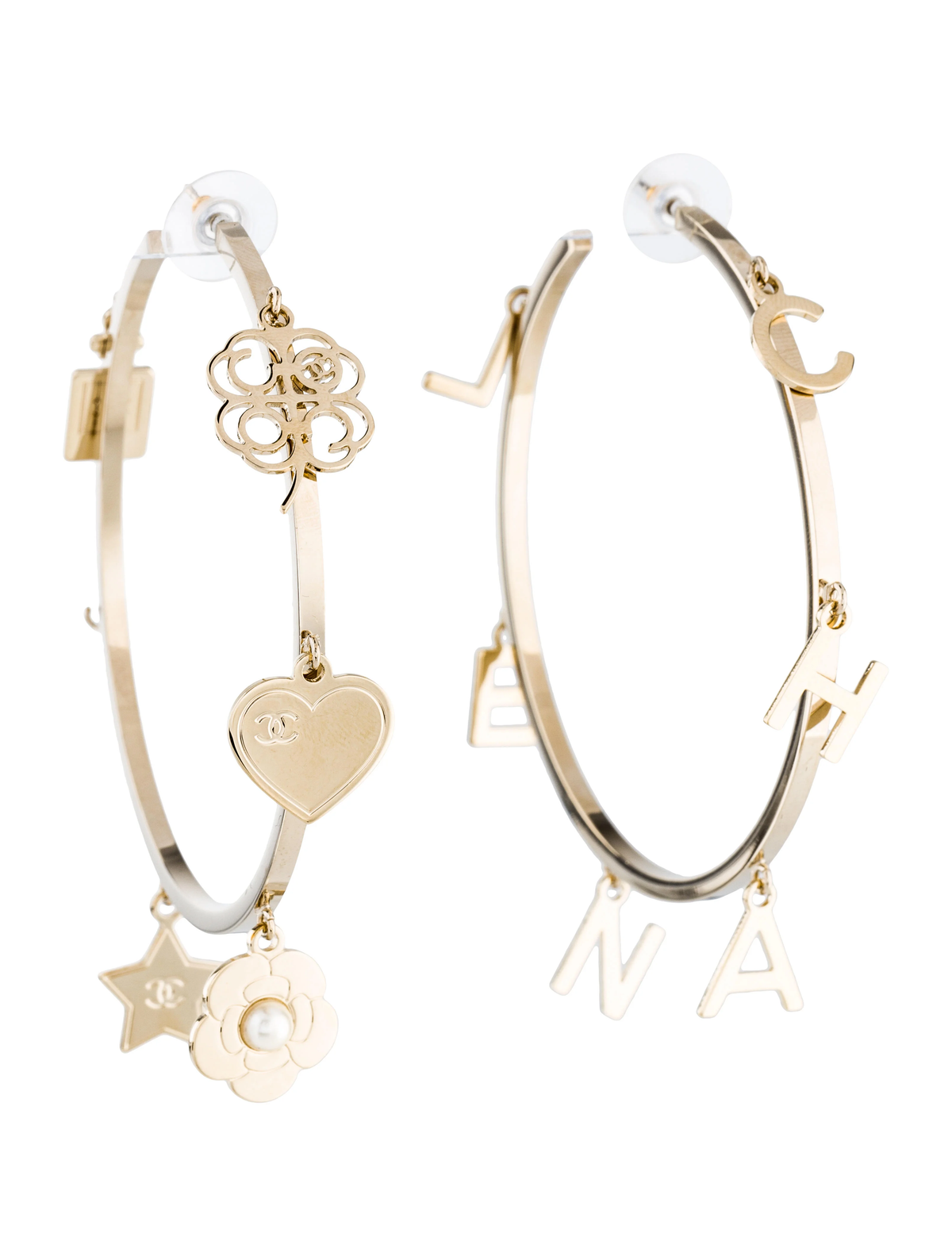 Chanel Charm Hoop Earrings Twins LDJ6738